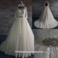 KB17287 Latest New Design Long Sleeves Wedding Gowns Puffy A Line Skirt Wedding Dress High Quality Lace Applique Bridal Gowns